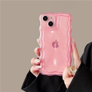 Clear, Pink, Purple 15, 14 , 13 3D Meteorite Bubble Wavy Frame IPhone Case Y2K